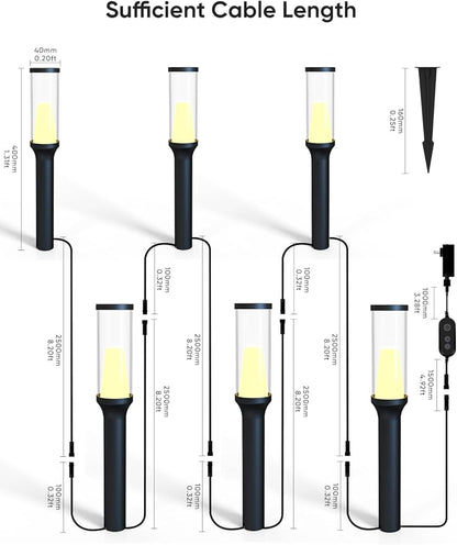 APPECK Pathway Lights Outdoor 800LM, RGBCW Low Voltage Landscape Lighting, Smart APP and Alexa Control, IP65 Waterproof, Color Changing Walkway Lights for Garden, Yard, Patio, Christmas, 6 Pack