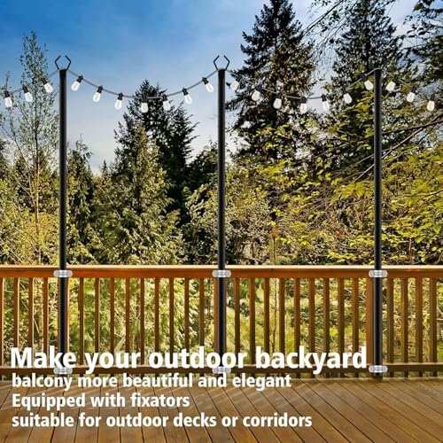AILBTON 10Ft Exterior Light Poles 8 Pack, Durable Metal Light Posts for Outdoor Use, Equipped with Fixed Brackets for Yard, Terrace, Backyard and Garden Decor