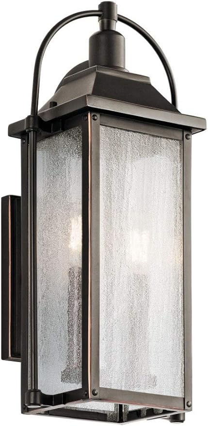 Kichler Harbor Row 18.5" 2 Light Outdoor Wall Light with Clear Seeded Glass in Olde Bronze® | Lumora