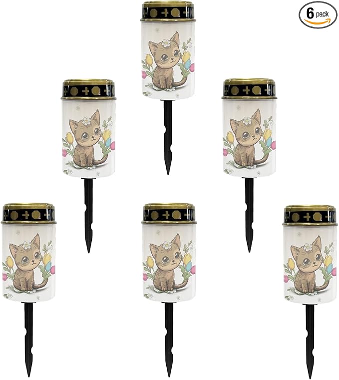 Cute Cat Outdoor Stake Lights Solar Warm White Lights for Yard Patio Waterproof Pathway Lights Flameless Garden | Lumora