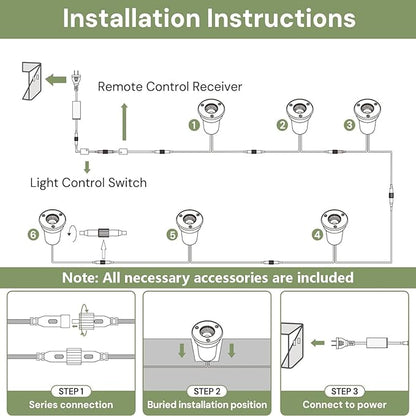 LOHAS Dusk to Dawn Low Voltage Landscape Lighting Warm White + RGB Modes, 6 Pack IP65 Outdoor In Ground Lights with Remote, Timer Color Changing Plug in Low Voltage Well Lights for Yard Garden Walkway