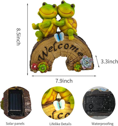 Solar Garden Animal Statues Lights Outdoor Decor, Cute Animal Garden Decor Lights for Garden Patio Yard Pathway -Unique Housewarming Gift for Mom Fathers Grandma Grandpa (Turtle Climbing Tree)