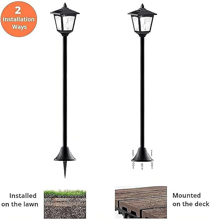 40" Solar Flame Lanterns, IP65 Waterproof Outdoor Post Lights with 3D Flickering Flame, Dusk to Dawn Solar Column Lights for Garden, Driveway, Patio, Yard Decor