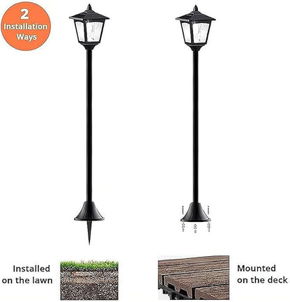 40" Solar Flame Lanterns, IP65 Waterproof Outdoor Post Lights with 3D Flickering Flame, Dusk to Dawn Solar Column Lights for Garden, Driveway, Patio, Yard Decor