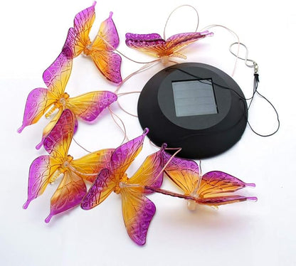 Solar Butterfly Wind Chime Color Changing Outdoor Garden Decorative Lights for Walkway Pathway Backyard Christmas Decoration Parties (Purple, 25x5x5 inches)