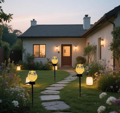 Solar Garden Lights Outdoor Waterproof，Cute owl-Shaped Decorative Lamp for Balcony, Terrace, Lawn, Garden, Courtyard.