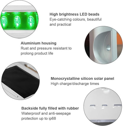 2 Pack LED Solar Outdoor Lights, Waterproof Solar Driveway Lights Pathway Lights Outdoor Lighting Decor for Walkway (Green)