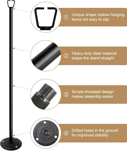 Queension 10FT Ground Base String Light Poles for Outdoor String Lights for Garden, Backyard, Patio Lighting Stand for Parties, Bistro & Weddings, 1 Pack