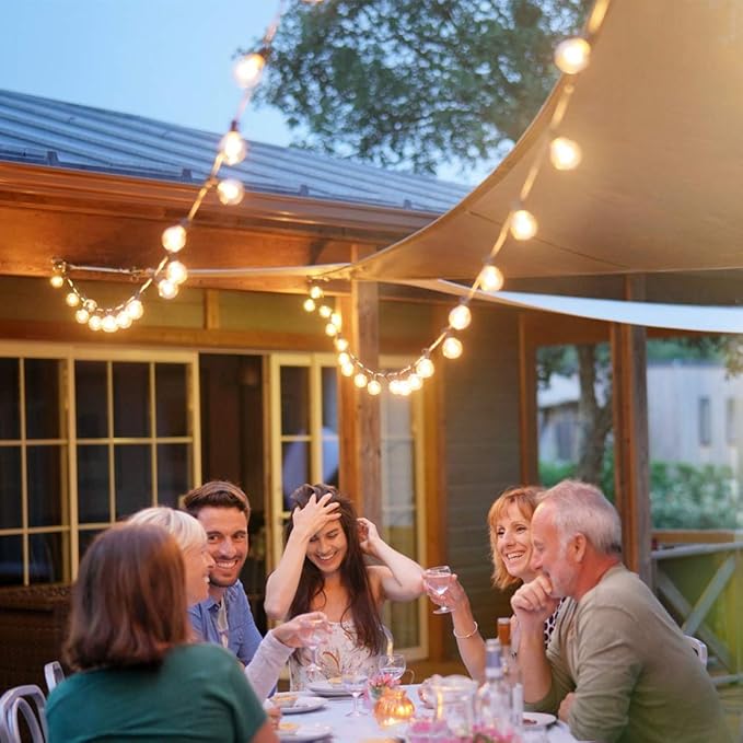 Outdoor String Lights 48ft with 23+2 Spare Bulbs, Shatterproof Dimmable Waterproof, LED 1W 60LM 2200K Warm Glow for | Lumora
