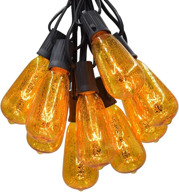 Hometown Evolution, Inc. Gold Outdoor Patio String Lights (10 ft, ST40 Bulbs - Black Wire) | Lumora