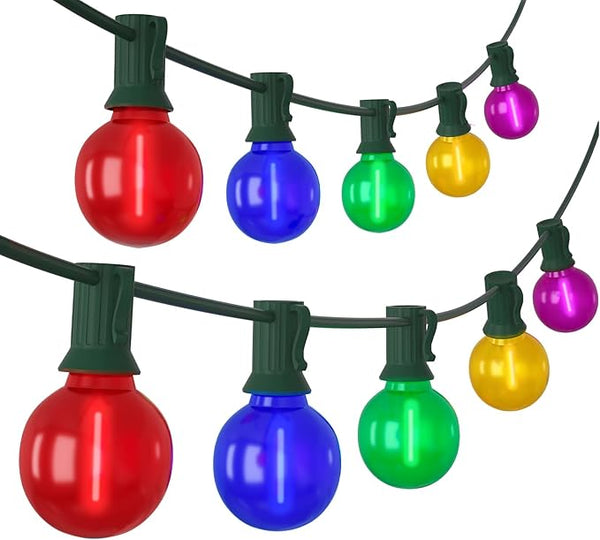 SUNSGNE 25FT LED Colored Christmas Lights with 25 G40 LED Shatterproof Frosted Multicolor Globe Bulbs, Waterproof | Lumora