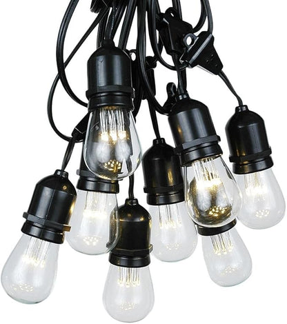 37.5 Foot S14 Edison Outdoor String Lights – Suspended - Commercial Grade - Backyard Garden Gazebo – Cafe Market String Lights – Vintage Patio String Lights – Black Wire - 25 S14 LED Bulbs
