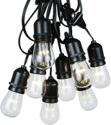 100 Foot S14 Edison Outdoor String Lights – Suspended - Commercial Grade - Backyard Garden Gazebo – Cafe Market | Lumora