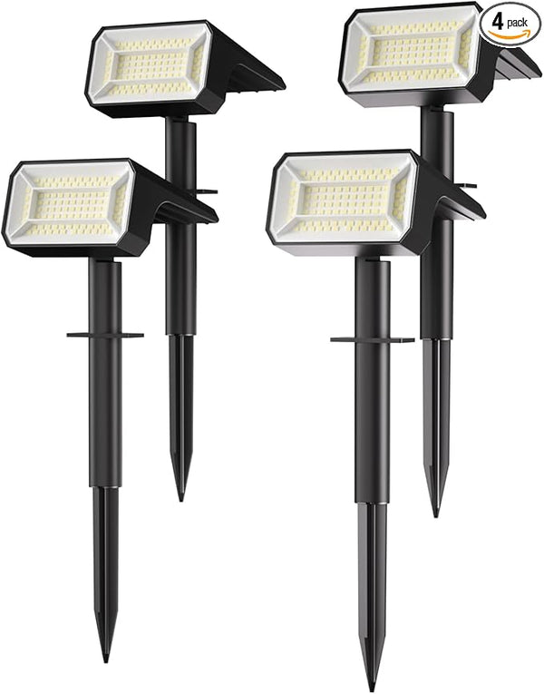 Fabrito Solar Spot Lights Outdoor 4 Pack, [108Leds, 4 Modes] Auto On/Off Spotlights, IP67 Waterproof Landscape | Lumora