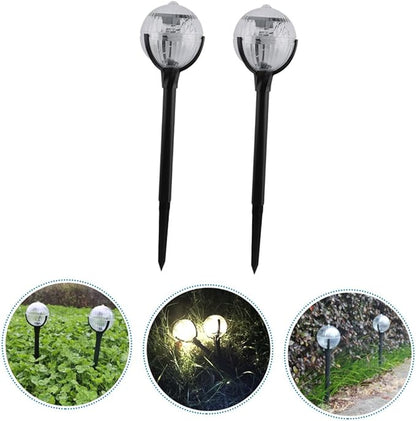 2pcs Solar Garden Lights Colorful LED Landscape Path Lights Outdoor Lawn Decor Plastic Solar-Powered Lamps for Patio and Yard