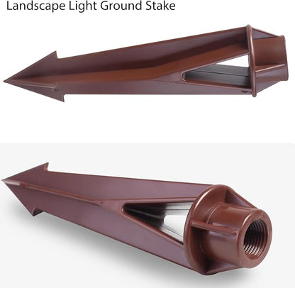 Lighting Ground Stake Spike Replacement for Outdoor Low Voltage Landscape Spotlight Pathway Flood Light,1/2" NPT Thread Brown