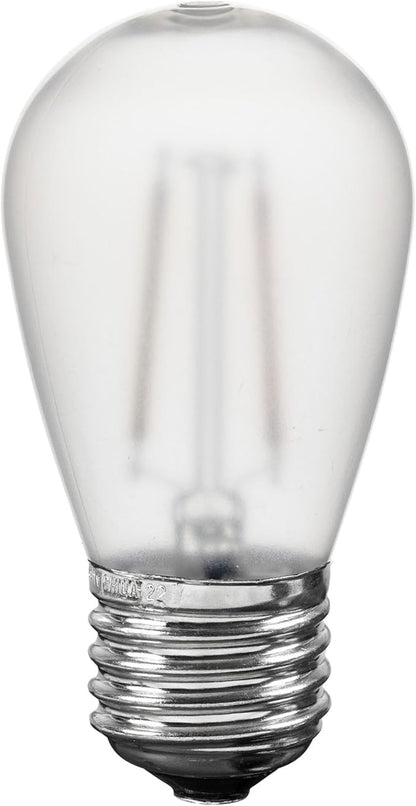 Novelty Lights Outdoor String Light Dual-Filament Replacement Bulbs, 25 Pack S14 LED Edison Shatterproof Plastic, E26 Base, 30,000-Hour Lifespan, 2400K Frosted White