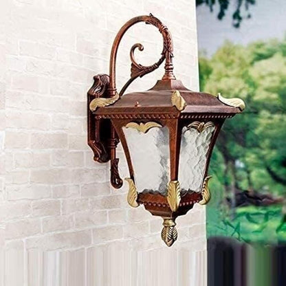 Wall Mounted Light Wall Lamp Retro Outdoor Plug-in with Lampshade Lantern Waterproof Metal Glass Wall Light Fixture E27 Decor Courtyard Garden Patio Vintage Mounted Lighting Cafe Garden (Brown)