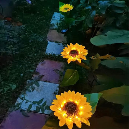 2 Pieces Sunflower Solar Light Single Head Lantern Solar Lights Simulation Sunflowers Outdoor Garden Lamp Suitable for Villa Park Courtyard (Pack of 2)