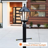 Gama Sonic Outdoor Solar Post Light, Black Aluminum, Royal Bulb, Rain Water Glass, Single Lamp with 3-inch Fitter | Lumora
