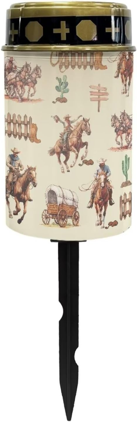 ZOUTAIRONG Western Cowboy Solar Light for Cemetery Grave 2 Pack Solar Garden Lights Solar Lights Outdoor Garden Solar Pathway Lights Outdoor Cemetery Solar Lights for Grave Solar Lights