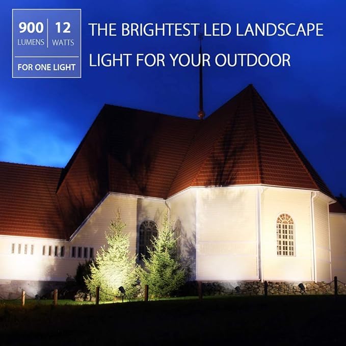 SUNVIE Outdoor Landscape LED Lighting 12W Waterproof Graden Lights COB Led Spotlights with Spiked Stand for Lawn | Lumora