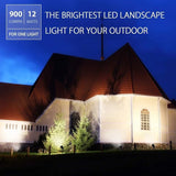 SUNVIE Outdoor Landscape LED Lighting 12W Waterproof Graden Lights COB Led Spotlights with Spiked Stand for Lawn | Lumora