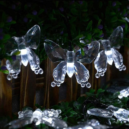 Solar String Lights, Waterproof 16ft 20LED Butterfly Christmas Fairy Lights Decorative Lighting for Home Party Wedding Patio Garden Porch Balcony (White)