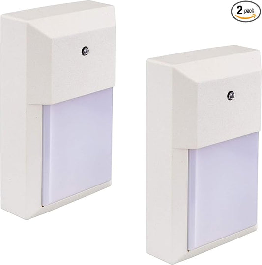 LIT-PaTH Dusk to Dawn Outdoor Wall Lantern, LED Wall Sconce for Porch Lighting Fixture 3000K, 12W 1000 Lumens, Aluminum Housing Plus PC, White Finish,2-Pack,