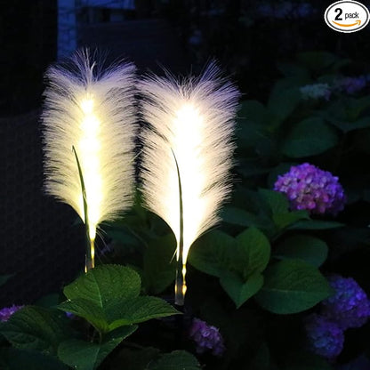 GUOCHENG Fluffy Reed Solar Lamps Bulrush Shaped Waterproof Outdoor LED Garden Lights, Solar Landscape Stake Lights for Courtyard Pathway Flowerbed Patio Lawn Décor(2Pcs)