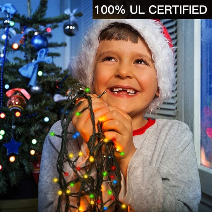 AmyHomie Multicolor Christmas Lights Outdoor, 300LED Lights with 8 Lighting Modes, End to End Connectable Fairy | Lumora
