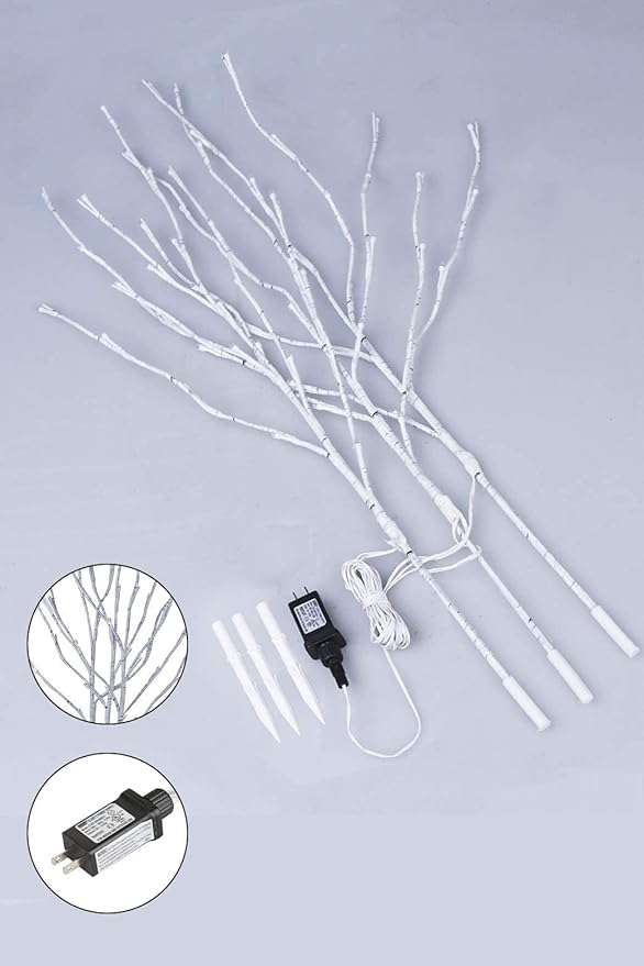 Vanthylit 3PK 30'' Lighted Birch Twig Branches with 60 LED Warm White Bulbs Waterproof Adapter in for Outdoor and | Lumora