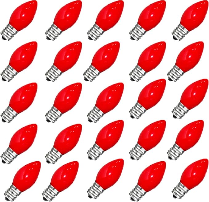 GOOTHY 25 Pack C7 Red Christmas Light Bulbs, C7 Incandescent Christmas Replacement Light Bulbs for Outdoor Indoor | Lumora