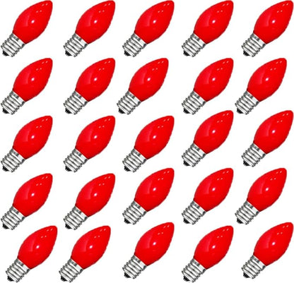 GOOTHY 25 Pack C7 Red Christmas Light Bulbs, C7 Incandescent Christmas Replacement Light Bulbs for Outdoor Indoor String Lights, C7/E12 Candelabra Base Candles Salt Lamp Bulb, 5 Watt Night Light Bulbs