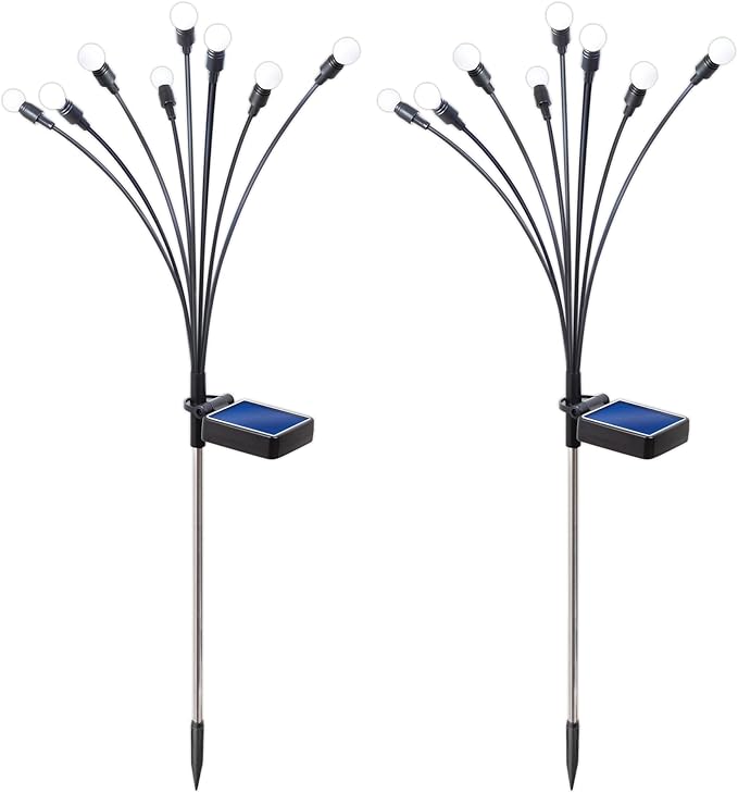 Sensor Brite Solar Garden Lights, Adjustable Firefly Lights with 10-Hour Illumination, Auto ON/Off Outdoor Garden Lights, Easy Install LED Light Pair, Weatherproof Garden Decor, Pack of 2