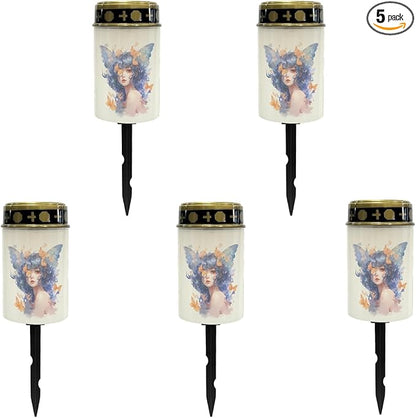 Flower Fairy Solar Lights Outdoor,Solar Stake Lights Garden Lights,Waterproof Solar Lights for Outside Yard Patio Landscape Lighting Flameless Lights-Warm White