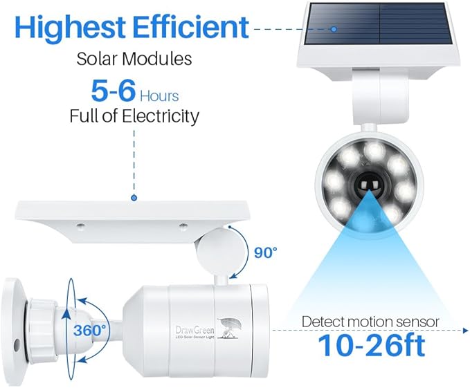 Solar Motion Sensor Light Outdoor of 2, Motion Sensor Solar Lights Aluminum Cameras Fill Flood Security Spotlights | Lumora