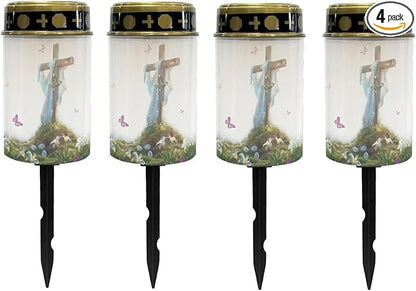 Cross and Butterfly Cemetery Lights for Grave,Solar Outdoor Lights Garden Lights Solar Stake Lights Waterproof Pathway Light Lantern Solar Walkway Lights Outdoor Landscape Lighting Spotlight
