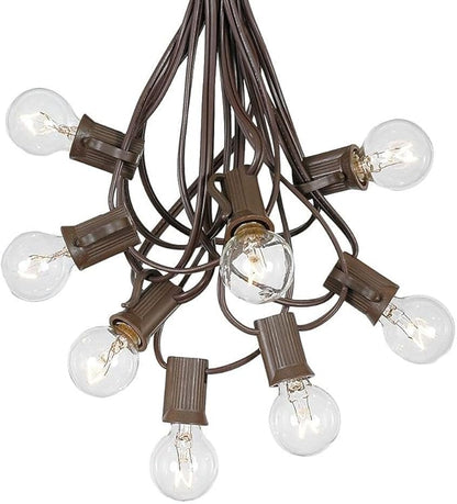 G30 Patio String Lights with 25 Globe Bulbs - Garden Hanging String Lights - Vintage Backyard Patio Lights - Outdoor String Lights - Market Cafe Bistro String Lights – Brown Wire -25 Feet
