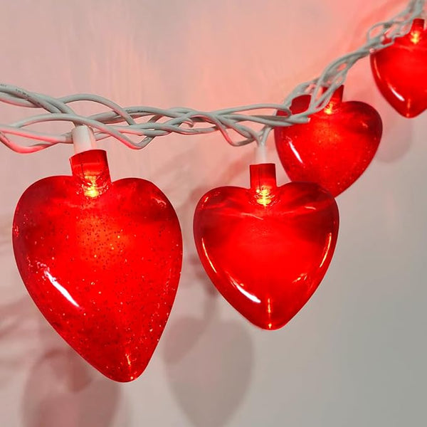 Red Heart String Lights, 8.5Ft Valentines Day Decorations Light with 10 LED Red Heart - Decorative Outdoor Light | Lumora