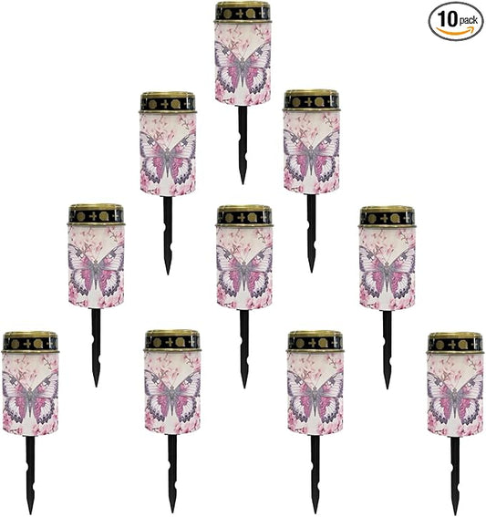 Pink Butterfly Solar Butterfly Lights Outdoor Solar Garden Lights Waterproof Solar Pathway Lights for Outside Yard Patio Flameless LED Lantern,Wall Light Auto On/Off