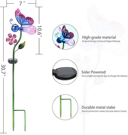 Bshine Solar Butterfly Outdoor Garden Decorative Lights, Waterproof Metal Stake Solar LED Lights Garden Decor Backyard, Pathway, Path, Lawn Ornaments for Woman Mom, Valentine's Day Outdoor Decor