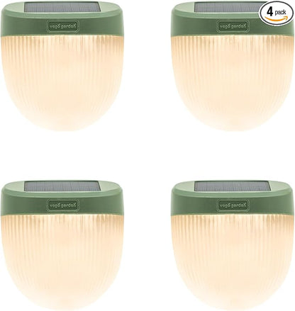 Vego garden Rippled Solar Garden Lights with Auto Sensors Magnetize Securely to Raised Beds, IPX4 Waterproof Outdoor LED Light for Patio & Yard Olive Green, 4 Pack