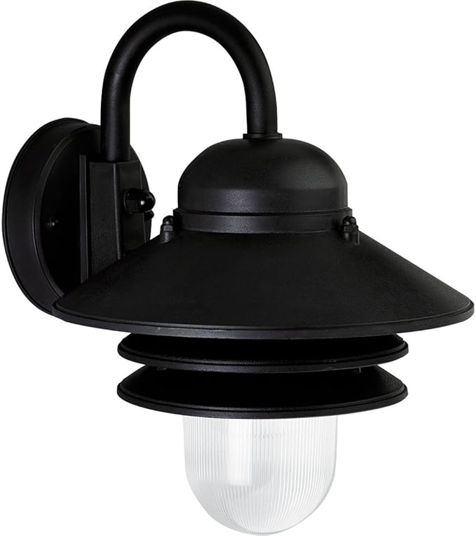 Progress Lighting Newport Collection 1-Light Clear Prismatic Acrylic Shade Transitional Outdoor Wall Lantern Light Textured Black