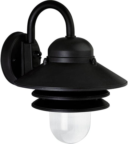 Progress Lighting Newport Collection 1-Light Clear Prismatic Acrylic Shade Transitional Outdoor Wall Lantern Light Textured Black