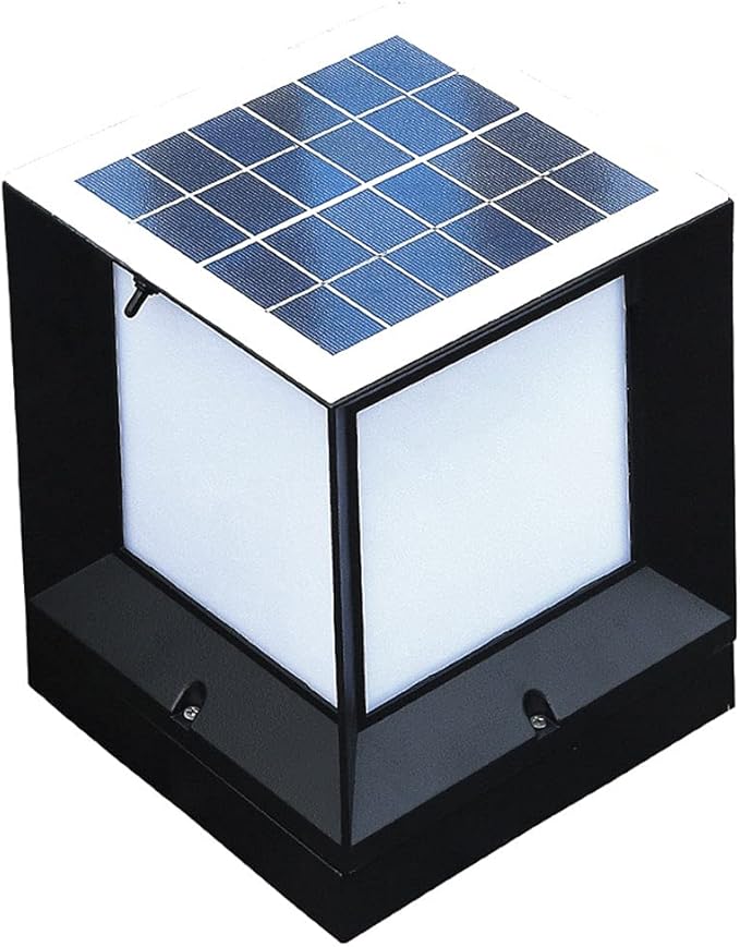 Modern Solar Pathway Lights Minimalist Minimalist Pillar Lamp Fixture with Square Acrylic Shade Garden Solar Lamp | Lumora
