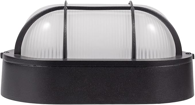 GRUENLICH LED Bulkhead Light, Flush Mount for Wall or Ceiling, 6W 600 Lumen, Dimmable 5000K Daylight White, Aluminum Housing, Water-Proof for Outdoor, Black Finish 1-Pack
