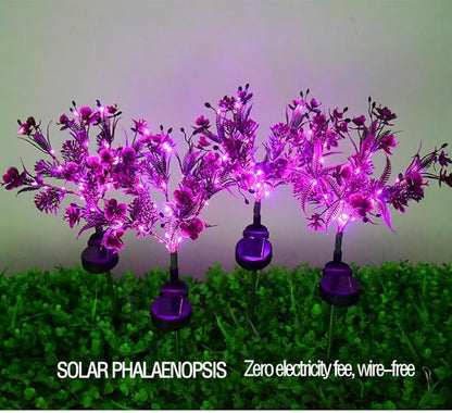 4 Pack Solar Garden Lights Phalaenopsis, Outdoor Waterproof IP65, Purple Light, for Gardens, patios, courtyards, and Holiday/Wedding Decorations