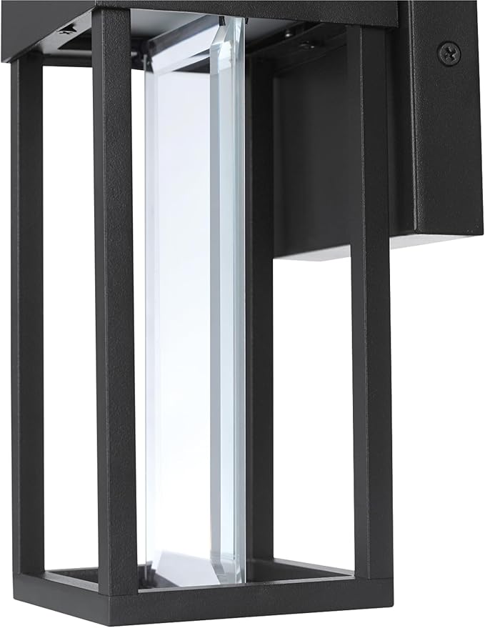 GLOBE Electric 44246 Bowie LED Integrated Outdoor Indoor Wall Sconce, Matte Black, Clear Glass Insert, 10W, 420 | Lumora