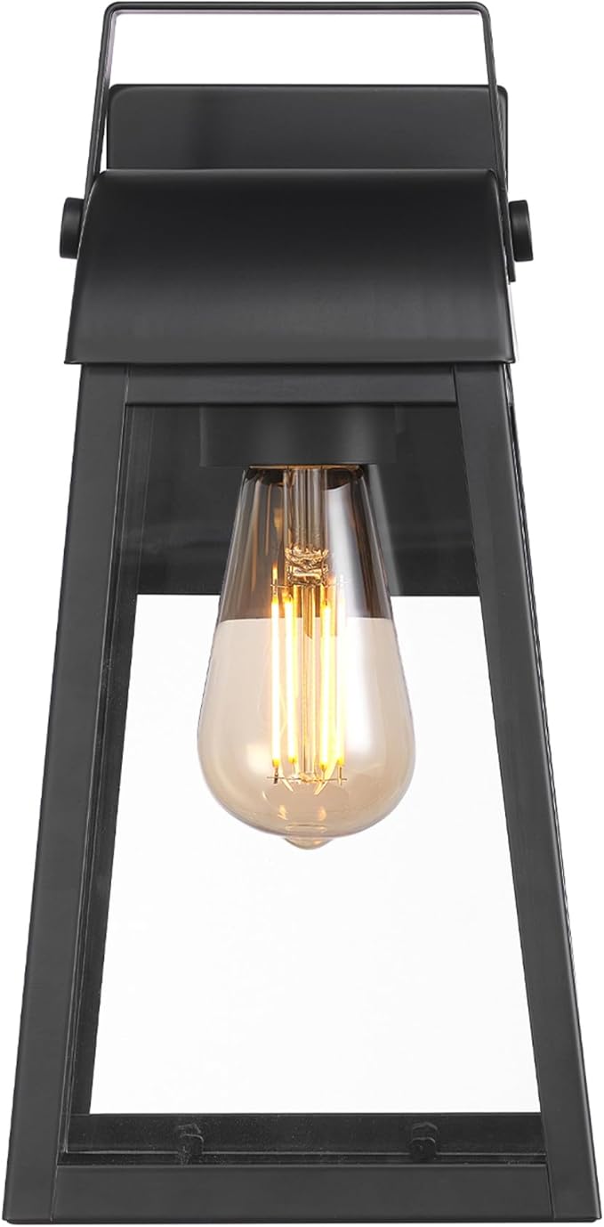 GLOBE Electric 60000029 1-Light Outdoor Wall Sconce, Matte Black, Clear Glass Shade, Porch Light, Wall Lights for | Lumora